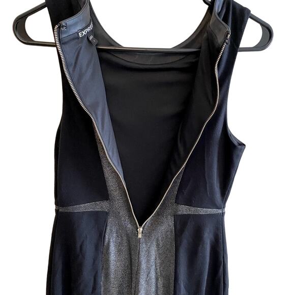 Express Black Silver Glitter Sleeveless Round Neck Short Sheath Dress Size 6 - Picture 3 of 5